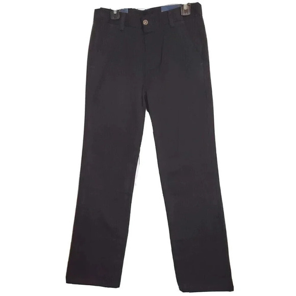 Chaps Pants Boy School wear Black Flat Front Stretch Size 12 Regular Uniform New - Picture 1 of 4